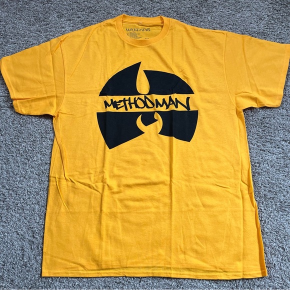 🔴Wu-Tang Shirt Size Large Method Man Yellow WuTang Black And Yellow - Picture 1 of 9